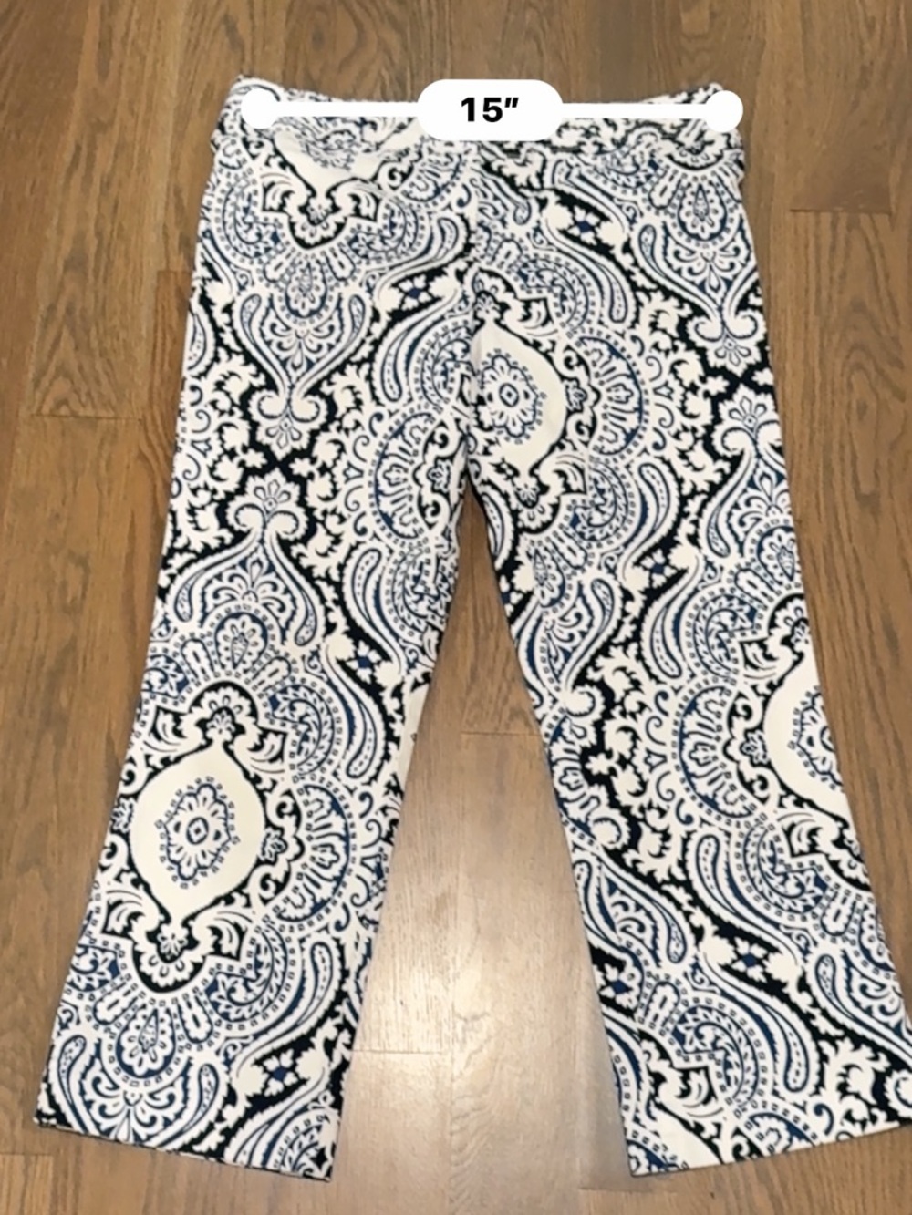 J. Crew Printed Crop Pants in blue Black & White size 8 summer - Picture 4 of 8